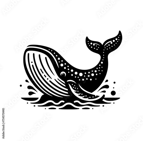 Big whale monochrome isolated vector illustration