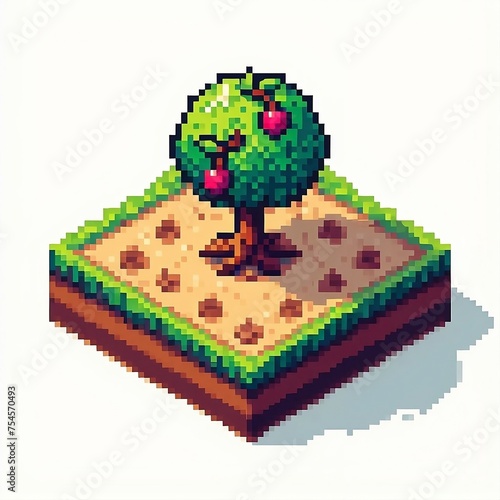 Isometric cherry tree pixel art game