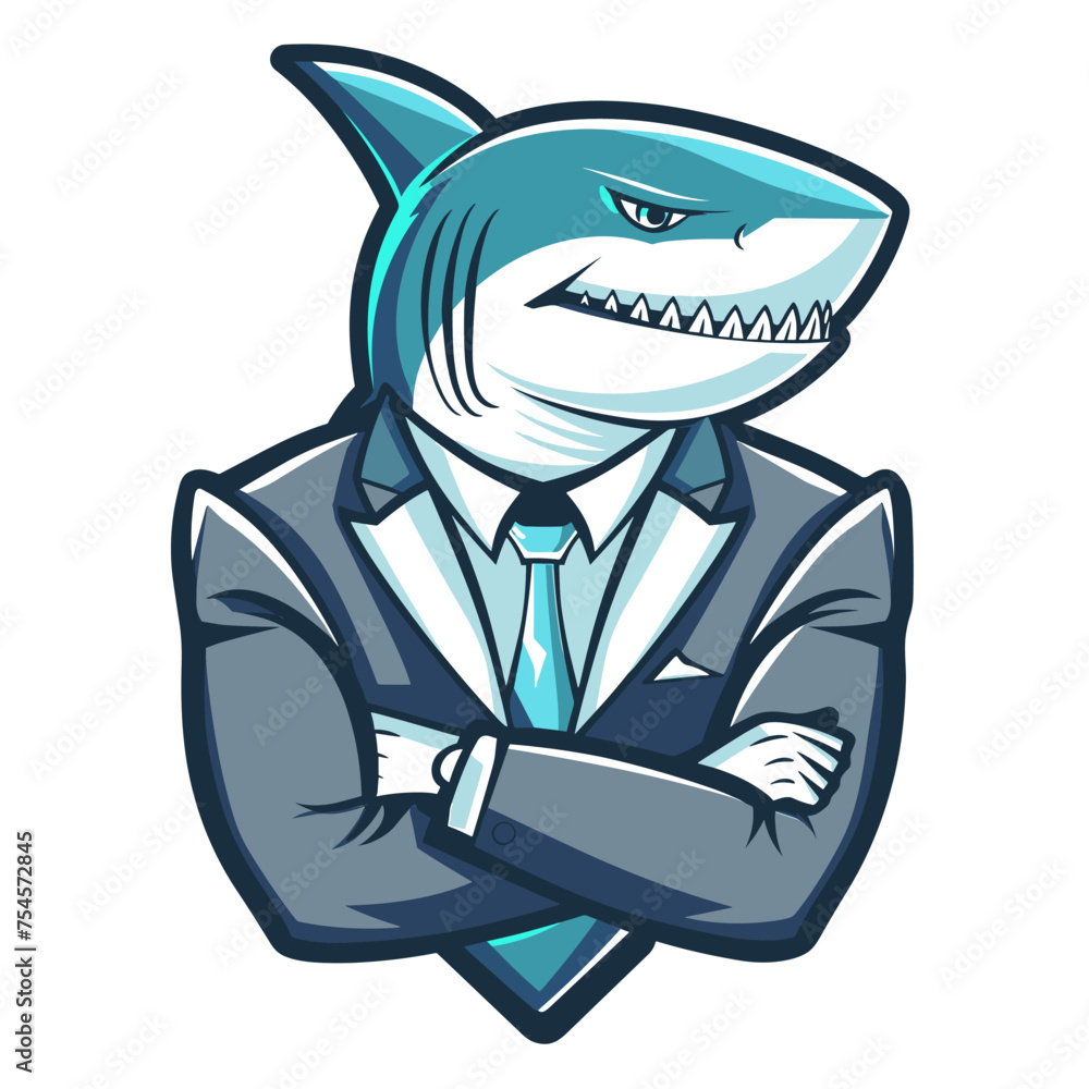 Male businessman shark in a suit esport vector logotype, shark logo, shark icon, shark sticker, shark symbol, shark emblem Male businessman shark in a suit esport vector logotype, shark logo, shark icon, shark sticker, shark symbol, shark emblem