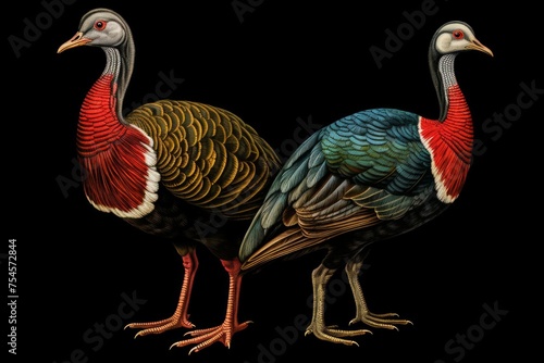 Two young turkey's isolated on black background © ART IMAGE DOWNLOADS