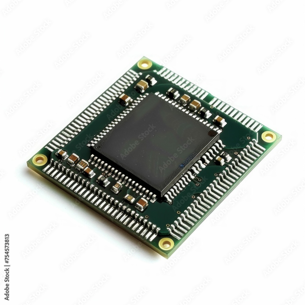 Microchip on White Background. Generative ai Microchip on White Background. Generative ai