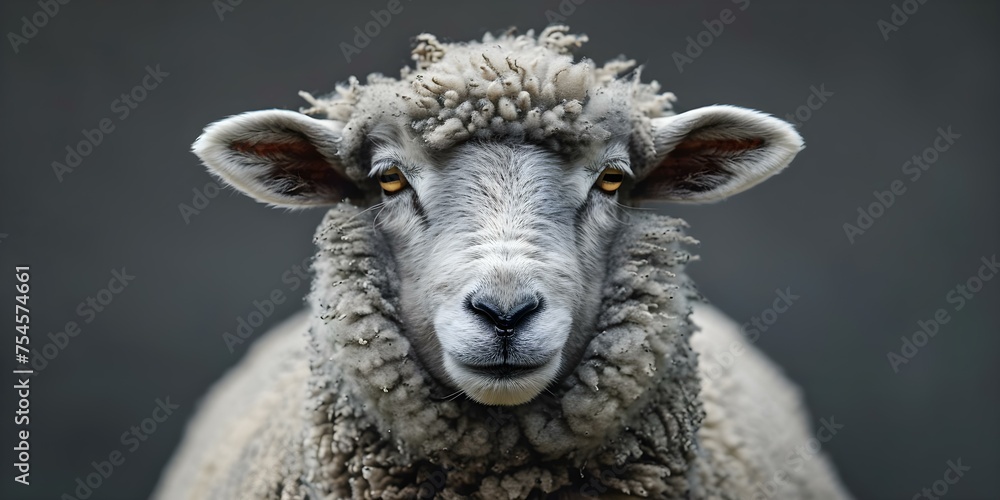 Obraz premium Exquisite Unique Breed Sheep with Striking Markings Emphasized. Concept Sheep Breeds, Unique Markings, Exquisite, Rare Breeds, Livestock