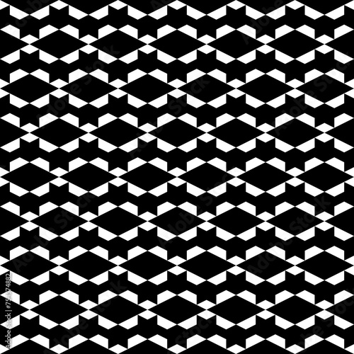 Seamless pattern. Geometrical backdrop. Trapeziums, rhombuses, figures ornament. Polygons motif. Geometric wallpaper. Abstract background. Digital paper, textile print, web design. Vector artwork