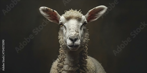 Highlighting the Elegant Rare Breed Sheep with Distinctive Markings. Concept Rare Breed Sheep, Elegant Animals, Distinctive Markings, Farm Photography, Unique Features photo