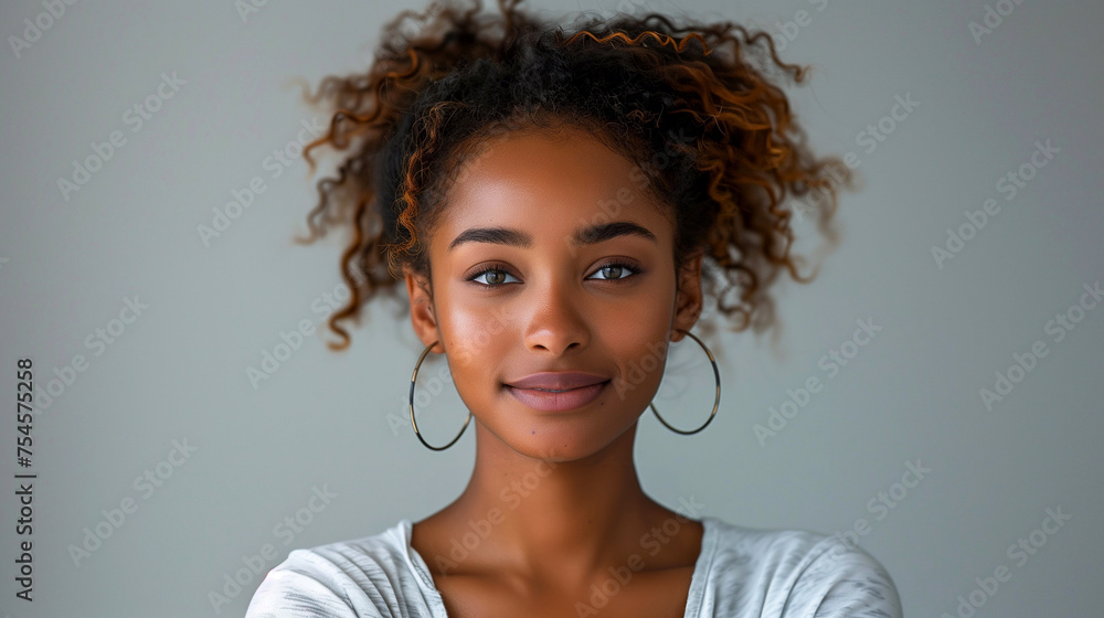 Portrait of a beautiful african american woman with curly hair Portrait of a beautiful african american woman with curly hair