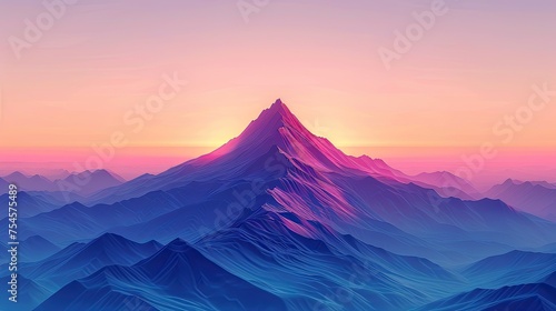 minimalist background featuring a majestic single mountain peak amidst a breathtaking gradient sky generative ai beautiful art 