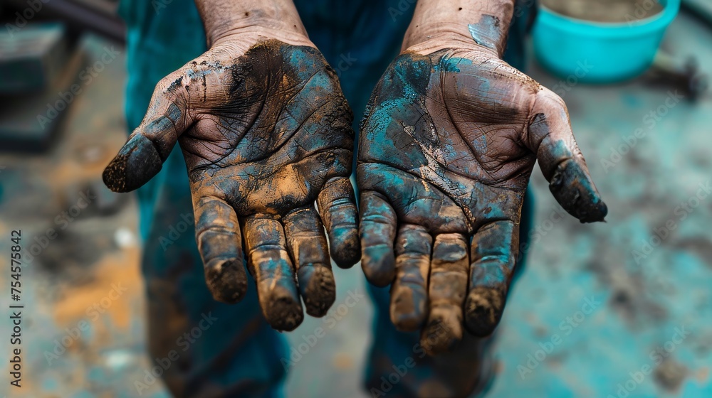 Callused palms from manual labor illustrate the concept of hard work Callused palms from manual labor illustrate the concept of hard work