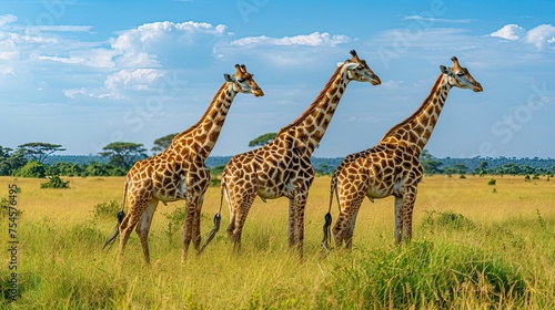 giraffes in the african savannah 