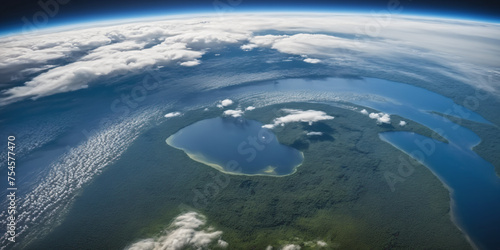 Realistic Earth From Space Close Up Atmosphere Amazon Rain Forests Rivers Clouds and Ocean