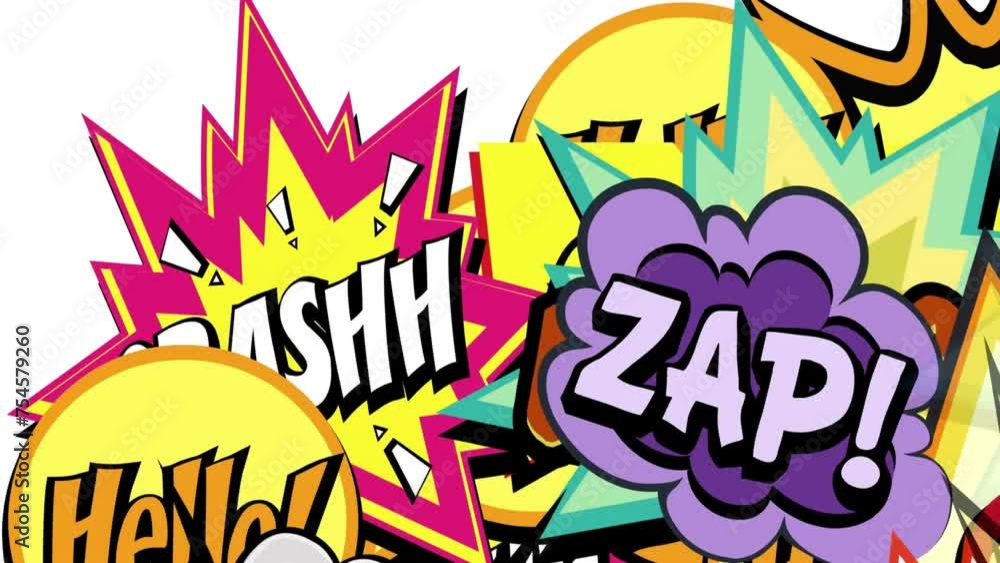 Comic bubble speech retro pop art style animated background Comic bubble speech retro pop art style animated background