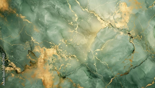 Warm luxury green and gold marble abstract background with sage green marbled accents texture. Green marble and gold abstract background texture. Luxury abstract Poster in sage green  gold