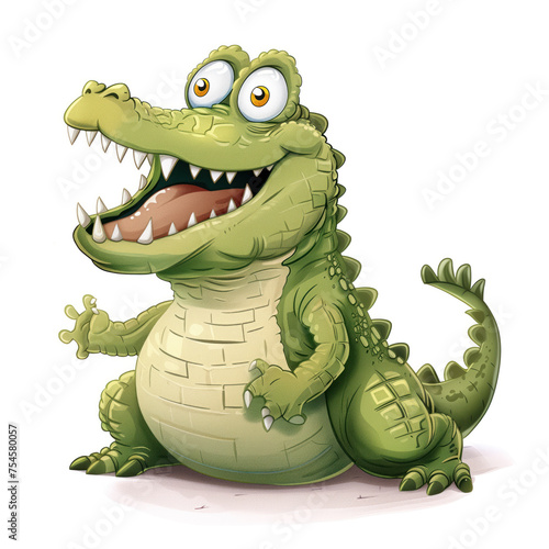 Cute Funny Cartoon Crocodile  Illustration for Children Book  Generative AI