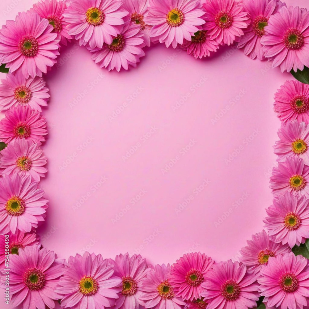 Background of pink flowers with empty space for text or greeting card design. Postcard for International Women's Day and Mother's Day. Banner.
