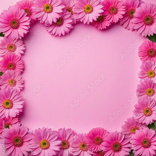 Background of pink flowers with empty space for text or greeting card design. Postcard for International Women's Day and Mother's Day. Banner.  © Youcef