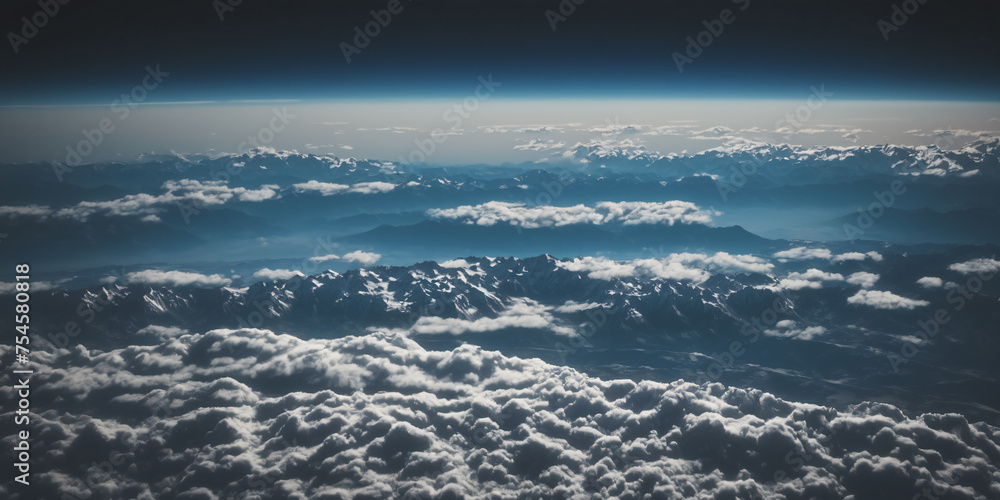 Realistic Earth From Space Close Up Atmosphere Himalayas Alps and Andes Snowy Mountain Ranges