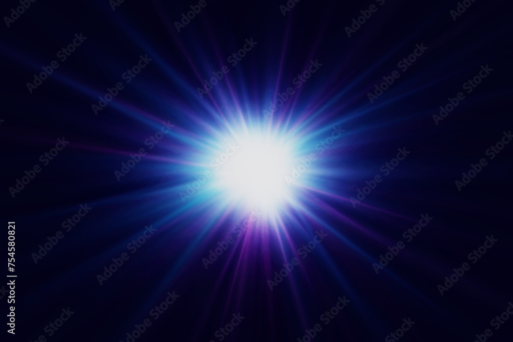 
The star flashed with bright light. The glowing light explodes. The effect of glare and light. Flash of sunlight with rays.