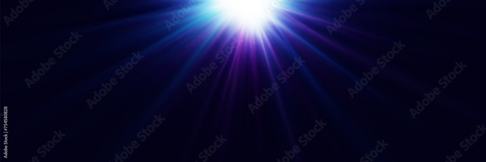 Light beam or sunbeam vector background. The light sparkles with a flash of sunlight and flare.
