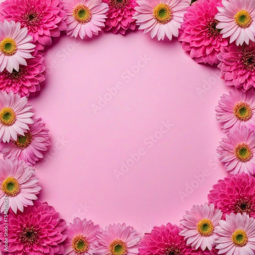 Background of pink flowers with empty space for text or greeting card design. Postcard for International Women's Day and Mother's Day. Banner.
