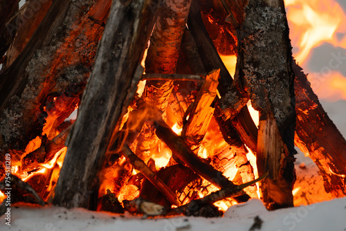Closeup of a campfire