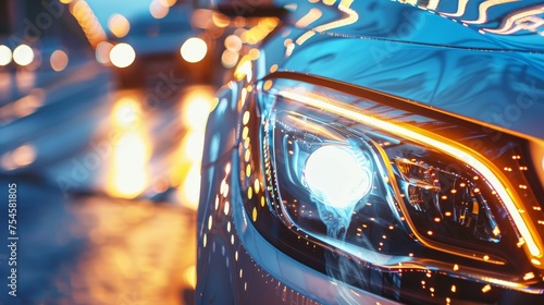 Innovative car headlight captured in close-up detail