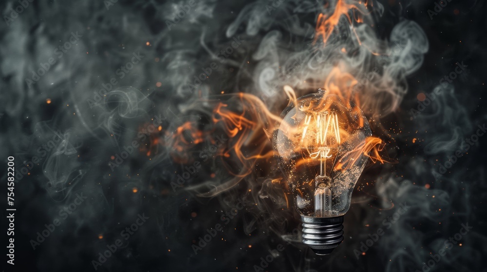 Light Bulb with Smoke Background Light Bulb with Smoke Background