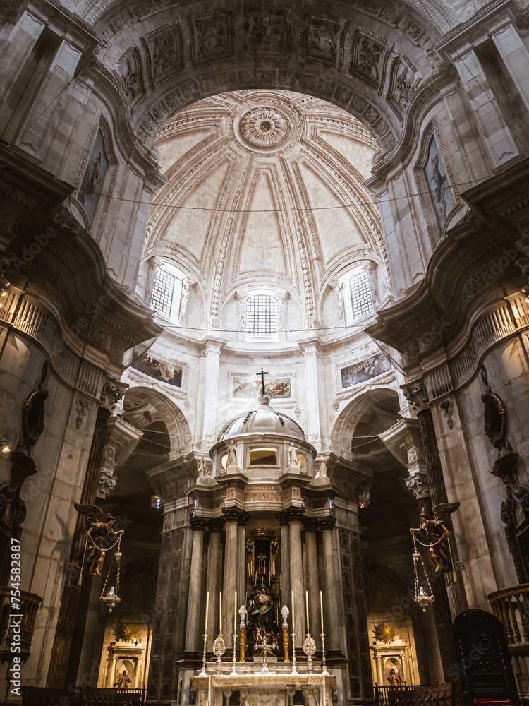 Interior of the Cathedral of Cadiz (Catedral de la Santa Cruz de Cádiz) in Andalusia, Spain