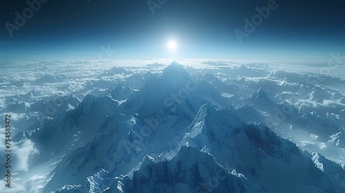 aerial view of the himalaya mountain. generative AI