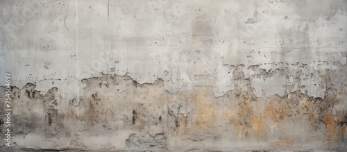 The weathered cement wall is covered with layers of dirt, creating a gritty and unkempt appearance. The accumulation of grime and dust is visible against the rough texture of the wall. photo