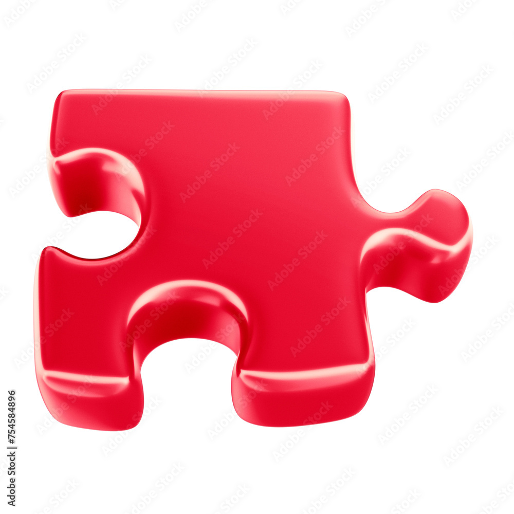 3D Red Puzzle Piece for Autism Awareness Campaign, April Blue, Transparent Background 3D Red Puzzle Piece for Autism Awareness Campaign, April Blue, Transparent Background