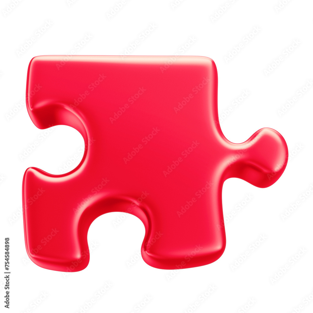 3D Red Puzzle Piece for Autism Awareness Campaign, April Blue, Transparent Background 3D Red Puzzle Piece for Autism Awareness Campaign, April Blue, Transparent Background