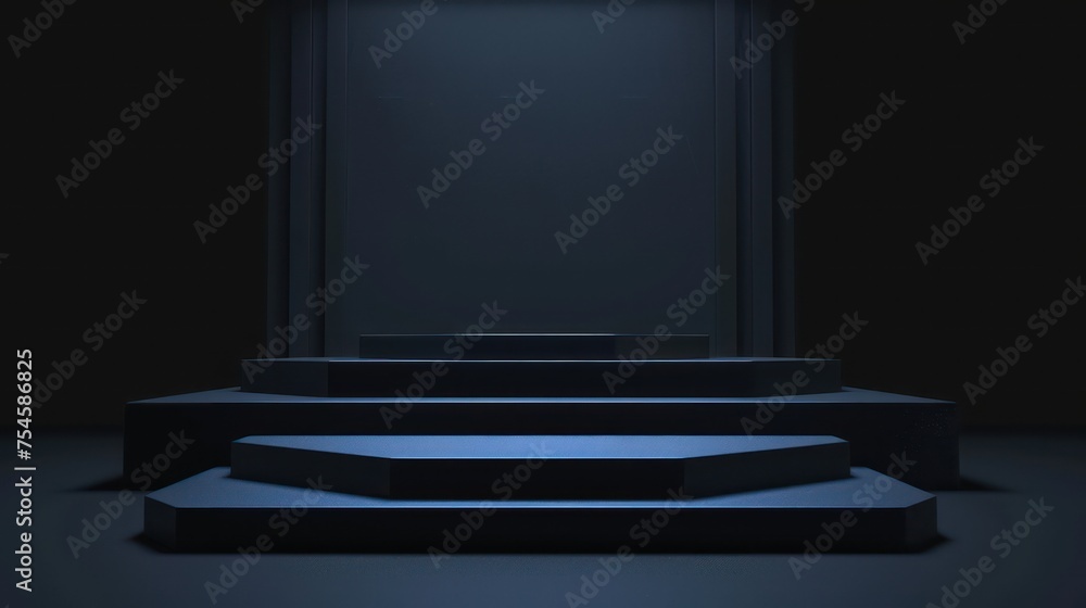 A simple yet elegant dark podium tailored for product presentations. A simple yet elegant dark podium tailored for product presentations.