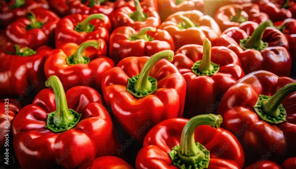 high quality photo . Full frame view from above abundance of vibrant shiny red bell peppers high quality photo . Full frame view from above abundance of vibrant shiny red bell peppers