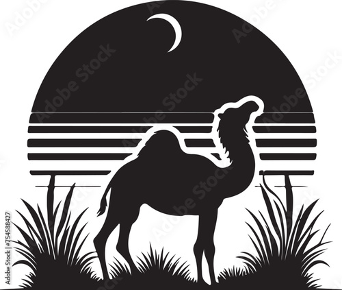 Arabian Camel Silhouettes Vector Illustration