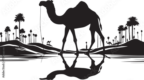 Arabian Camel Silhouettes Vector Illustration