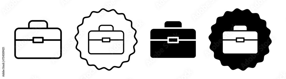 Briefcase set in black and white color. Briefcase simple flat icon vector Briefcase set in black and white color. Briefcase simple flat icon vector