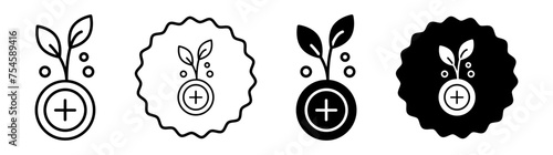Herb medicine set in black and white color. Herb medicine simple flat icon vector