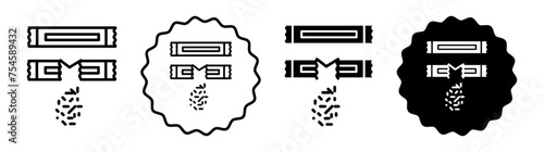 Ripped packet sugar set in black and white color. Ripped packet sugar simple flat icon vector