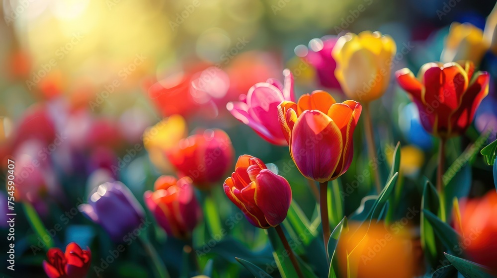 Fototapeta premium Springtime background with blossoming flowers.