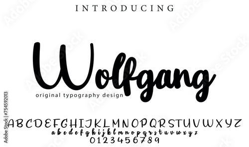 Wolfgang Font Stylish brush painted an uppercase vector letters, alphabet, typeface