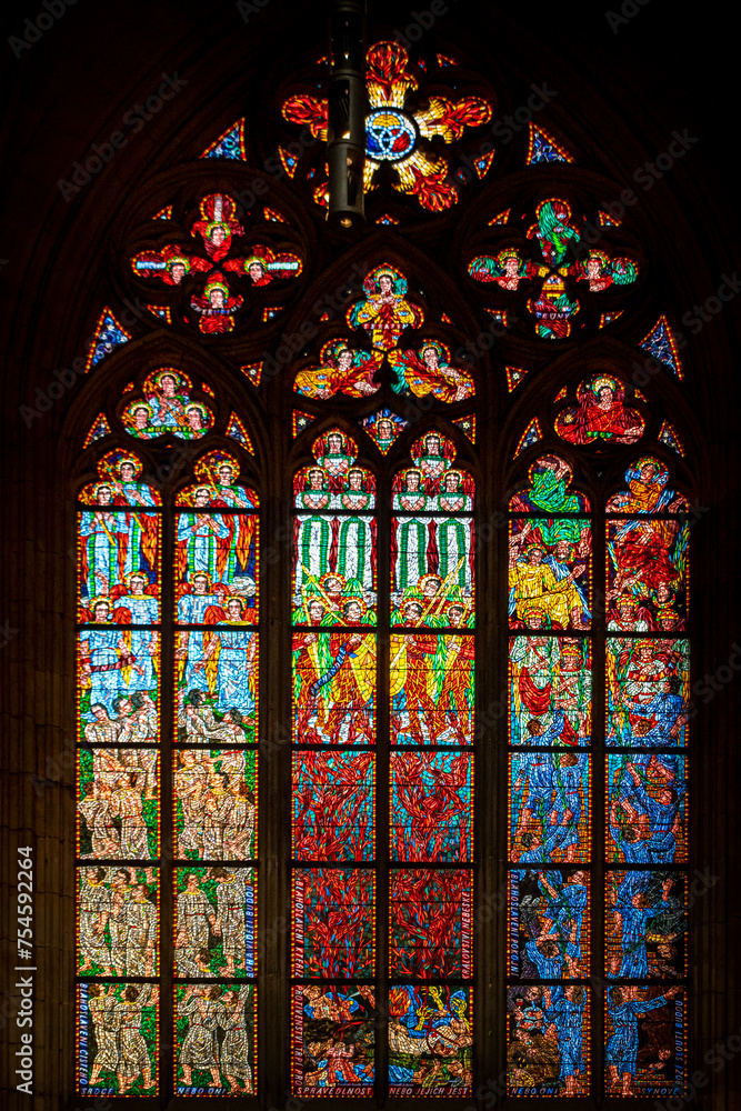 stained glass window in church stained glass window in church