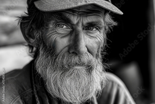 Expressive Black and White Portrait of an Elderly Man