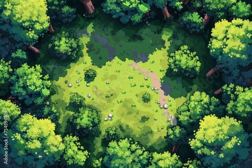 pixel map forest in the game. Pixelated forest for game map. pixelated forest maps in the game. Pixel art concept of forest. pixelate village on game maps.