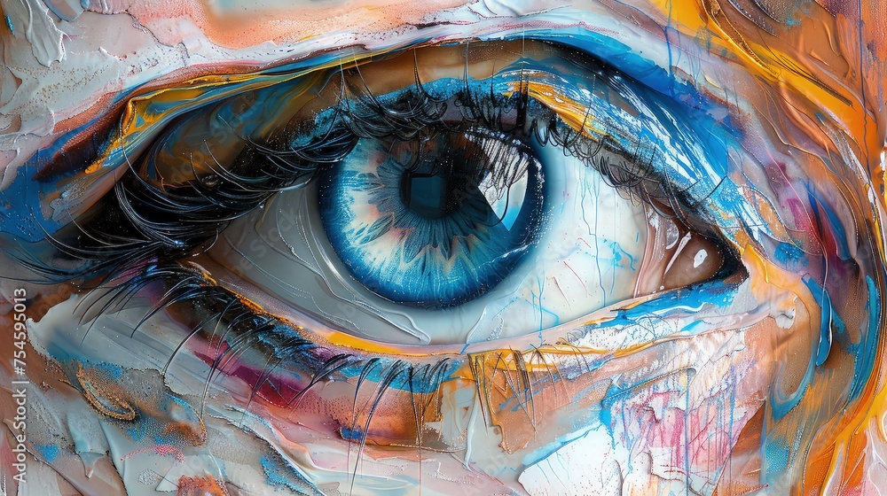 Realistic painting of eyes, embodying the spirit of International Conscience.