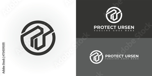 Abstract initial letter PU or UP logo in black color isolated in white background. initial letter logo PU or UP with rounded lowercase white background. Letter PU for outdoor furniture logo design
