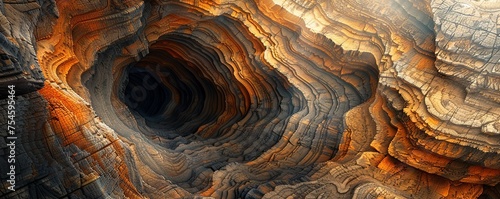 Curved Cave Formation with Brown and Orange Colored Rock. Natural Wonder Background. Generative AI photo