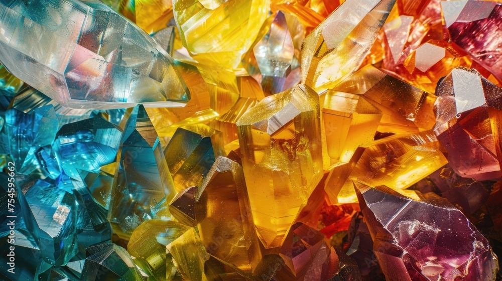 Crystals or precious stones close-up. AI generative. Crystals or precious stones close-up. AI generative.