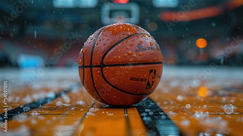 Classic basketball ball in motion isolated