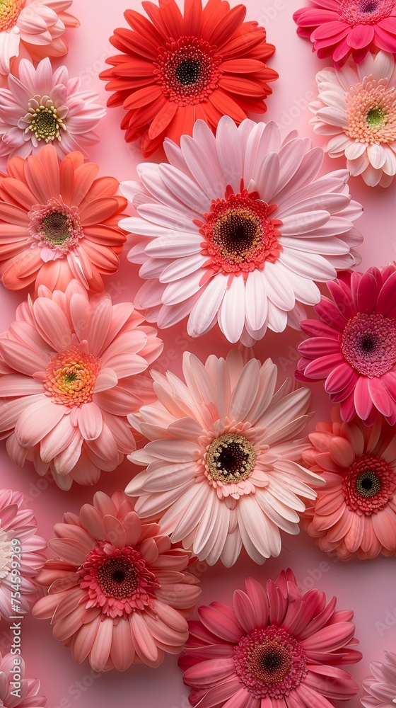 Women's Day Banner. Floral flat lay greeting card with beautiful gerberas Women's Day Banner. Floral flat lay greeting card with beautiful gerberas