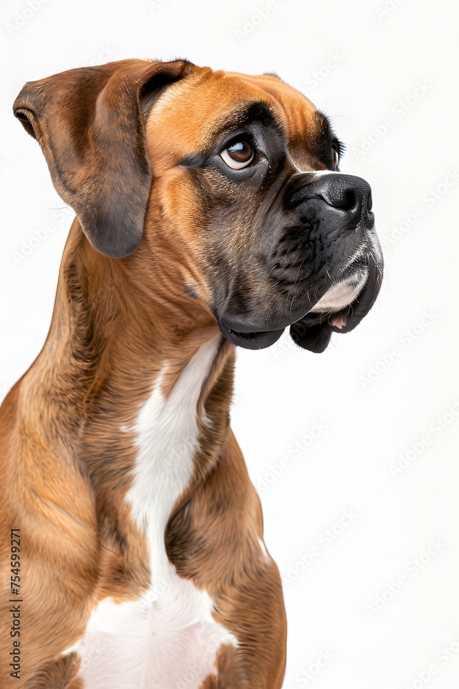 Adorable Boxer Dog close-Up Portrait on a White Background




