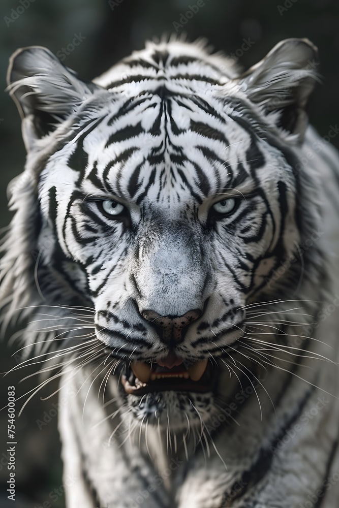 Fierce white Tiger Staring with Hunger